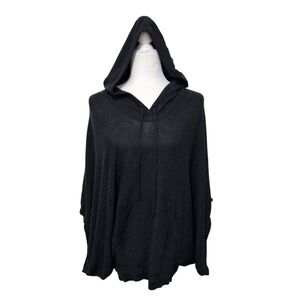 REMAIN Angora Silk Wool Blend Hoodie Batwing Pocho Sweater Gray Oversized M